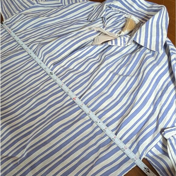 NWT Doen Marne Striped Silk-voile Mini Dress In Blue, size XS - Picture 7 of 8